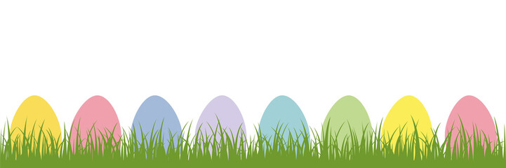 colorful easter eggs in the meadow on white background vector illustration EPS10