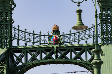 Metal parts of the rivet joints and bolts of the bridge construction 