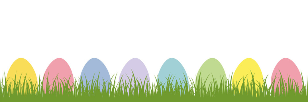 colorful easter eggs in the meadow on white background vector illustration EPS10
