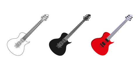 Fototapeta premium Guitar icons set. Three options. Icon. Editable. Vector