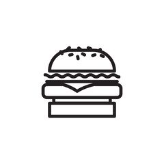 Vector cheeseburger icon. Flat illustration of cheeseburger isolated on white background. Icon vector illustration sign symbol.