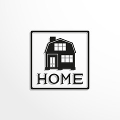 House. Home. Black-white vector icon.