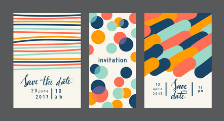 Set of creative universal geometric cards. Designs for prints, wedding, anniversary, birthday, Valentine's day, party invitations, posters, cards, etc. Vector. Isolated. - 314546843