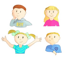 set of pictures of children, boys and girls.on white background.vector image.