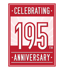 195 years logo design template. Anniversary vector and illustration.