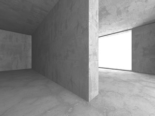 Dark concrete empty room. Modern architecture design