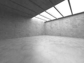 Dark concrete empty room. Modern architecture design