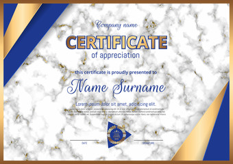 Certificate, Diploma of landscape orientation. Marble background