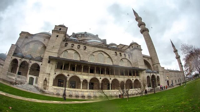Suleymaniye Mosque Walking Hyper Lapse Video from a gloomy and a rainy day, water drops added an aesthetic view to footage