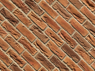 Old red brick wall texture background, orange stone block wall texture, rough and grunge surface as...