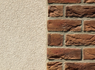 Old red brick wall texture background, orange stone block wall texture, rough and grunge surface as...