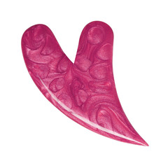 Blot of pink nail polish shaped heart isolated on white