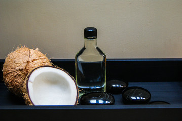 coconut, massage, sand, oil, coconut oil, obsidian, rocks, hot stones, alternative therapies,...