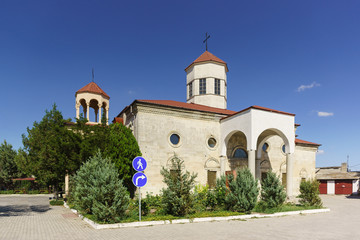 Fototapeta na wymiar Armenian Church of St. Nikogayos on 44 Internatsionalnaya street. on the territory of the home for the elderly and disabled