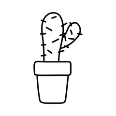 happy valentines day potted cactus and gift box decoration love thick line