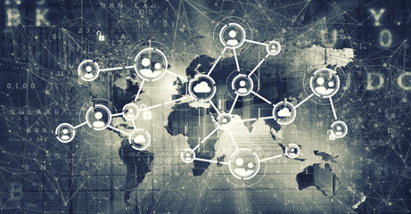 Concept of global networking . Mixed media