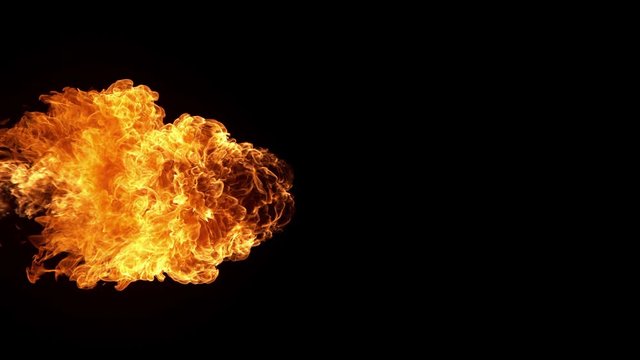 Super Slow Motion Shot of Side Flame Explosion at 1000fps,