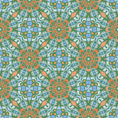 Endless colorful mandala pattern for wallpapers, design and backgrounds, vector seamless pattern.