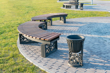 Fragment of a new bench in a new Park