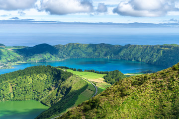 Beautiful lake of Sete Cidades, Azores, Portugal 