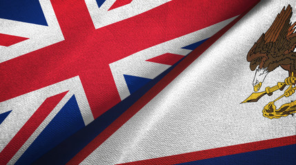 United Kingdom and American Samoa two flags textile cloth, fabric texture