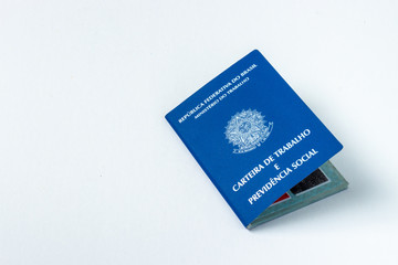 Brazilian work permite, in a white background. Copy Space. 