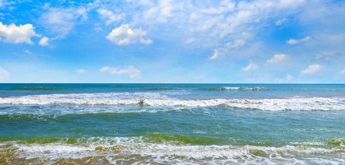 Sea and blue Sky . The concept is travel.Wide photo.