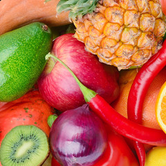 Background from the collection of fruits and vegetables.