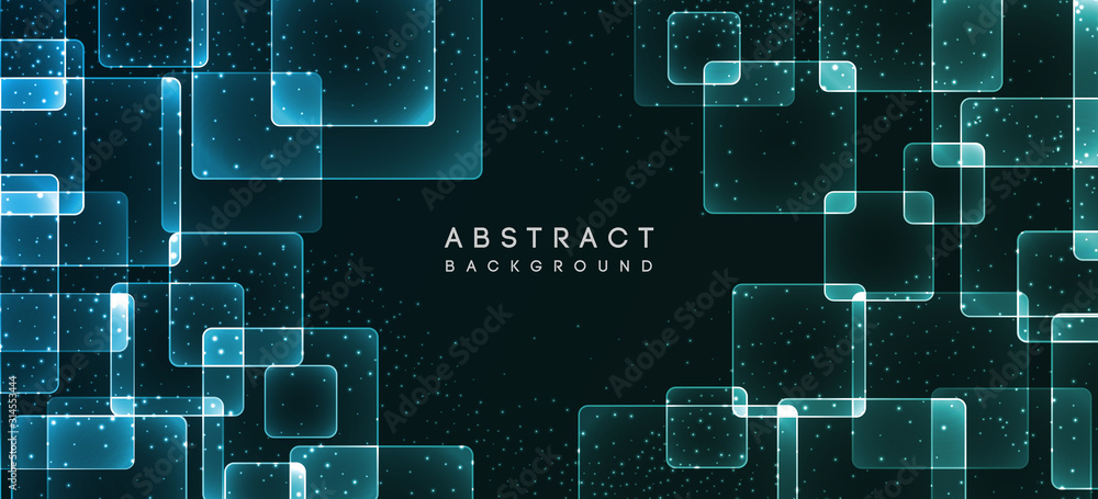 Poster Shiny neon design square shape abstract background. Retro vector abstract design