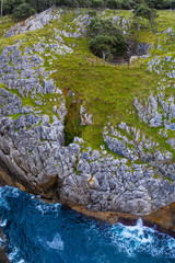 Aerial View, Pit Cave - Torca, Islares, Castro Municipality, The Way of Saint James, Cantabrian Sea, Cantabria, Spain, Europe