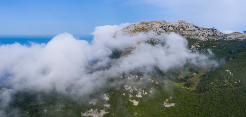 Aerial View, Mount Candina, Liendo, Liendo Valley, Montaña Oriental Costera, Cantabrian Sea, Cantabria, Spain, Europe