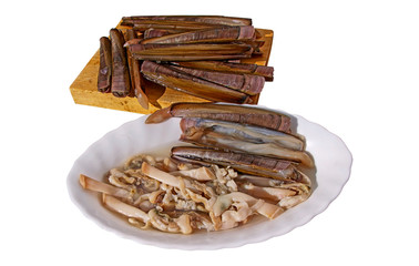 cooked and raw razor clams