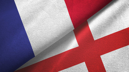 France and England two flags textile cloth, fabric texture
