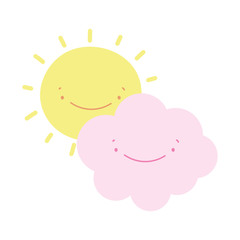 cartoon sun cloud weather decoration