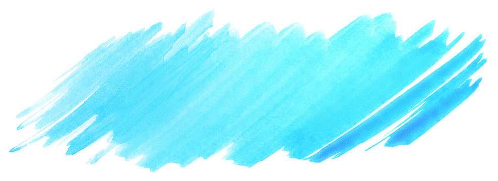 watercolor stain light blue edge brush strokes template, on paper watercolor texture. paint element for design