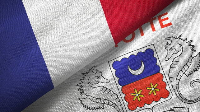 France and Mayotte two flags textile cloth, fabric texture - Powered by Adobe