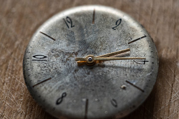 Dial of old vintage watches, clock hands