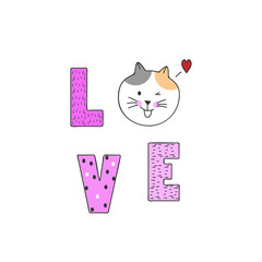 Cartoon cute cats text love vector eps 10