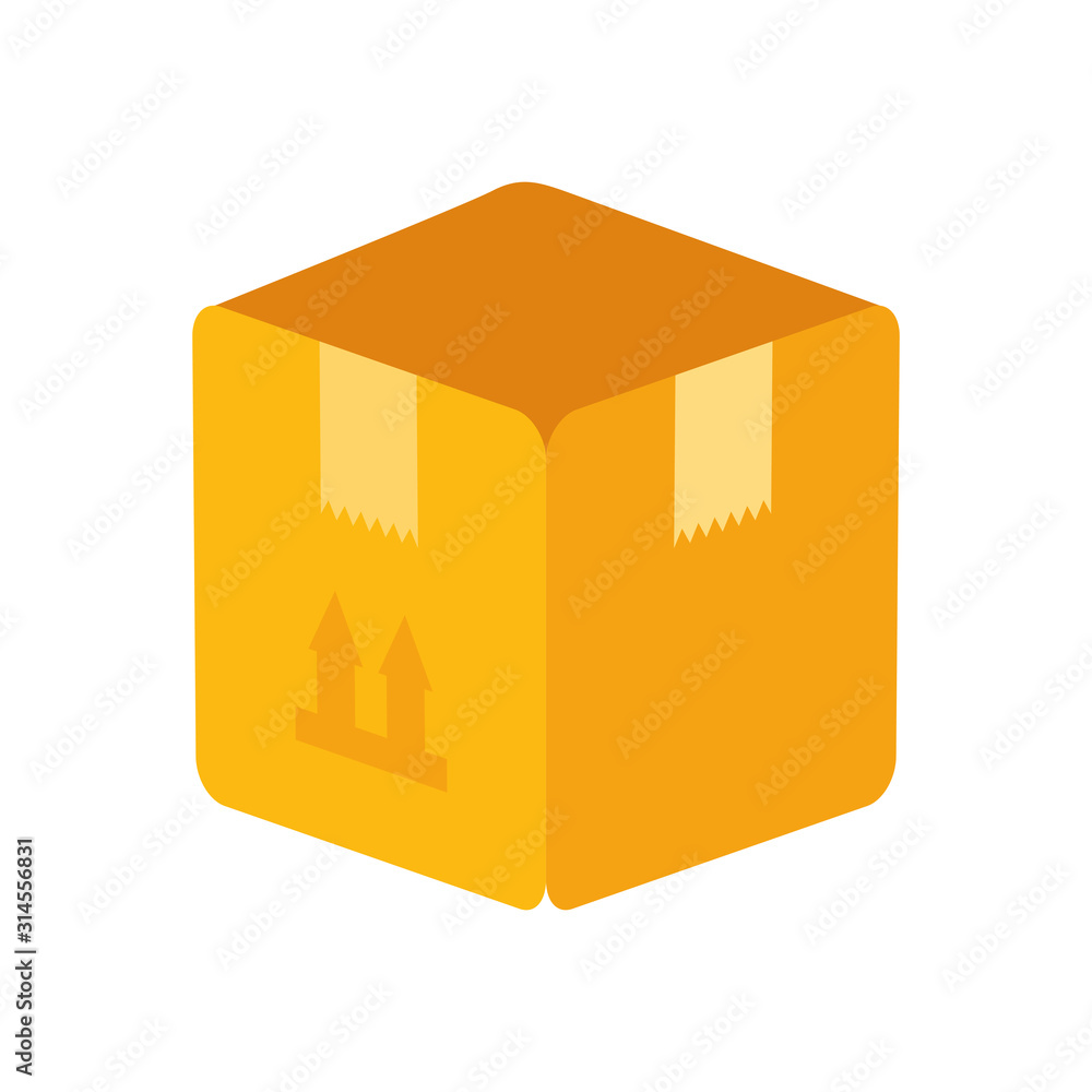 Poster delivery service with box package isolated icon