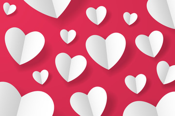 Happy Valentine’s day background for poster, banner, greeting card invitation. Paper craft heart background for holiday, made with love for your design. 14 February - love and romantic day
