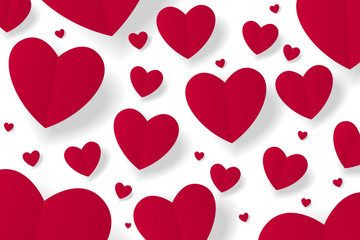 Happy Valentine’s day background for poster, banner, greeting card invitation. Paper craft heart background for holiday, made with love for your design. 14 February - love and romantic day