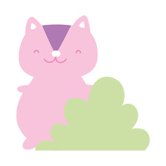 cute squirrel cartoon character with foliage