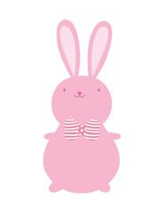 cute pink rabbit with bow tie cartoon