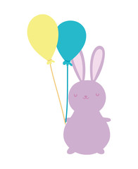 cute rabbit with balloon decoration celebration