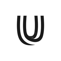 U letter logo formed by two parallel lines with noise texture.