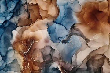 Alcohol ink colors translucent. Abstract multicolored marble texture background. Design wrapping paper, wallpaper. Mixing acrylic paints. Modern fluid art. Alcohol Ink Pattern - 314558803