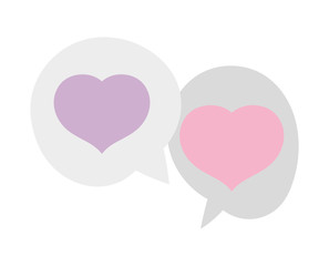 hearts love romantic speech bubbles design