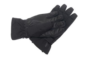 Black snowboard gloves isolated on the white background.