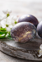 Easter painted eggs with marble effect