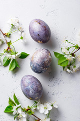 Easter painted eggs with marble effect